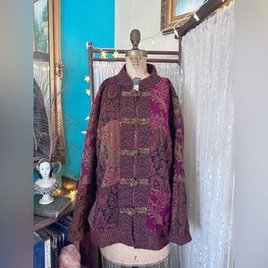 Vintage 90s White Stag whimsy goth tapestry bohemian patchwork jacket size Large